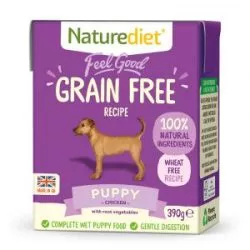 AKCIA – NATURE DIET Feel Good CHICKEN GRAIN FREE PUPPY Natural Dog Food 390g