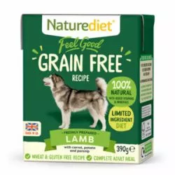 NATURE DIET Feel Good GRAIN FREE LAMB Natural Dog Food 390g